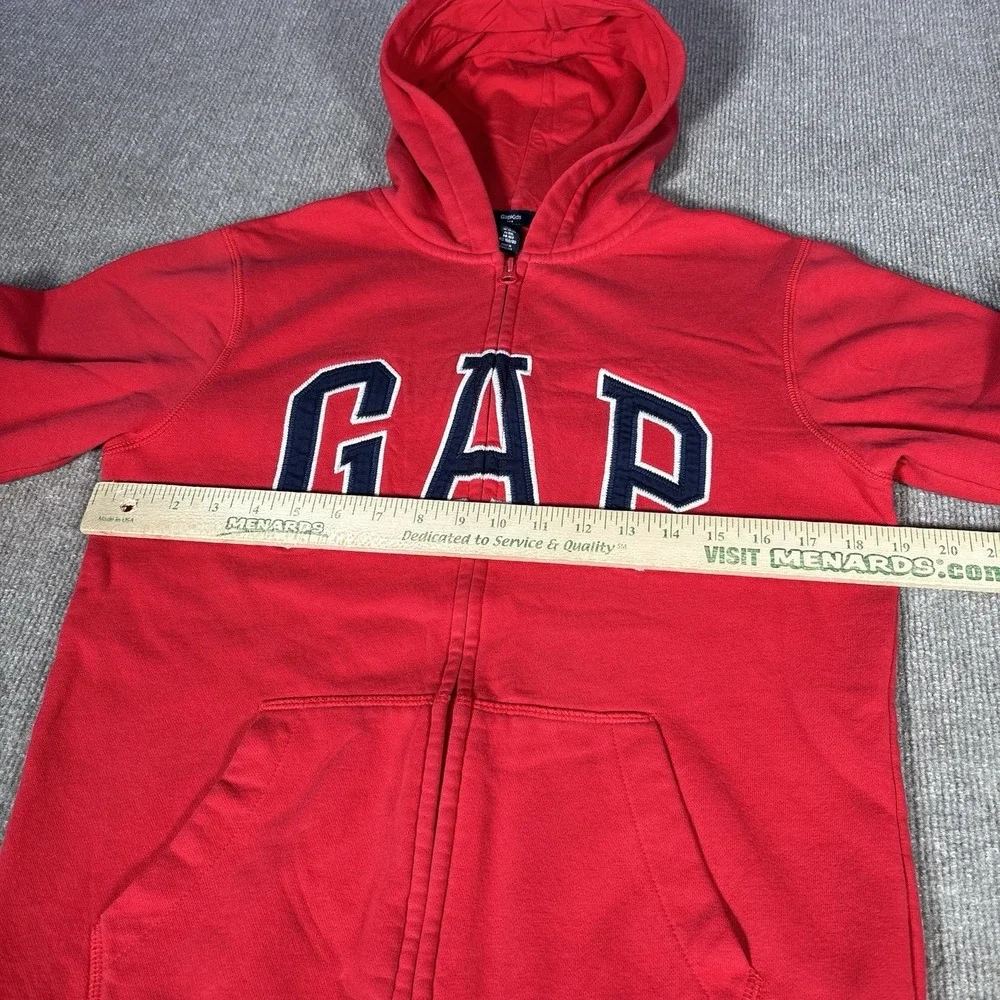 GAP Kids Hoodie Sweatshirt Youth 2XL Full‎ Zip Red Fleece Embroidered Logo Y2K